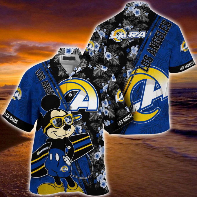 Los Angeles Rams NFL-Summer Hawaii Shirt Mickey And Floral Pattern For Sports Fans