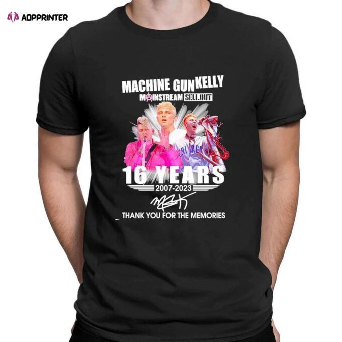 Machine Gun Kelly 16 Years 2007 2023 Mgk Tomato Thank You For The Memories Signatures T-shirt For Men Women