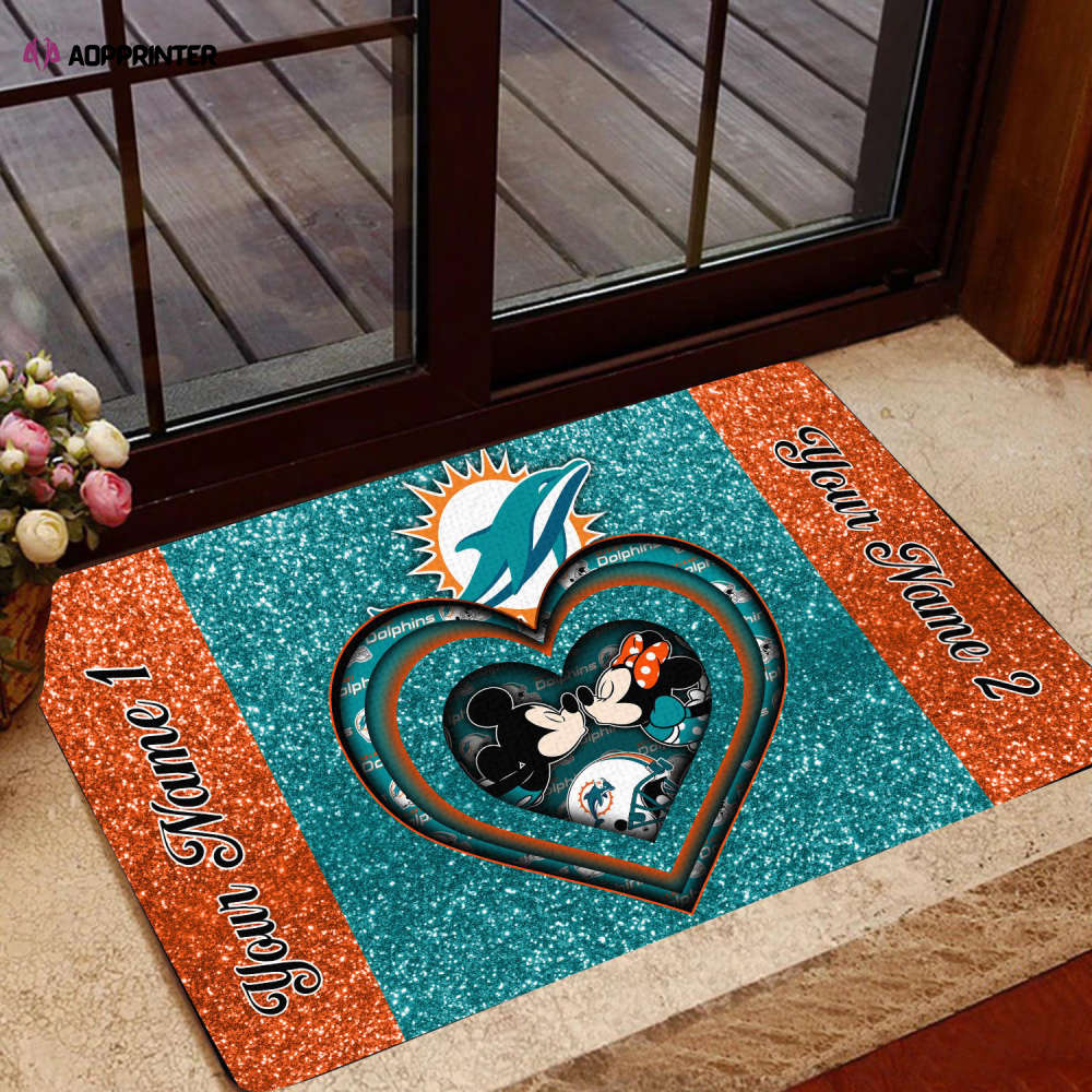 Miami Dolphins Personalized Doormat, Gift For Home Decor Miami Dolphins Personalized Doormat, Gift For Home Decor