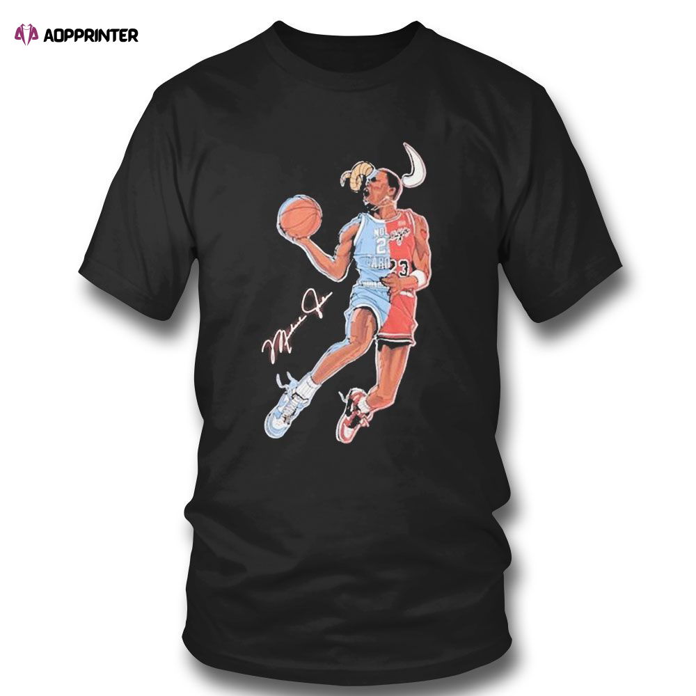 Michael Jordan North Carolina Tar Heels And Chicago Bulls Dunk Signature T-shirt For Men Women Michael Jordan North Carolina Tar Heels And Chicago Bulls Dunk Signature T-shirt For Men Women