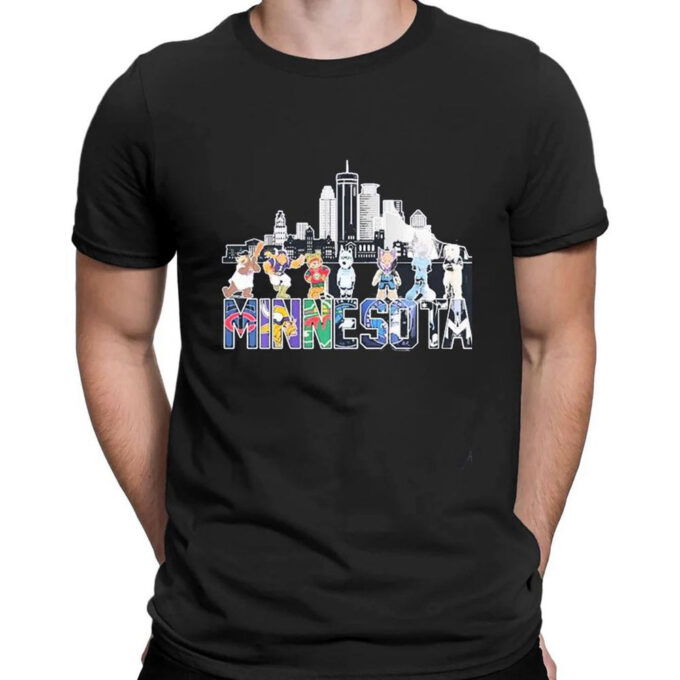 Minnesota Skyline Sports Teams Mascots T-shirt For Fans