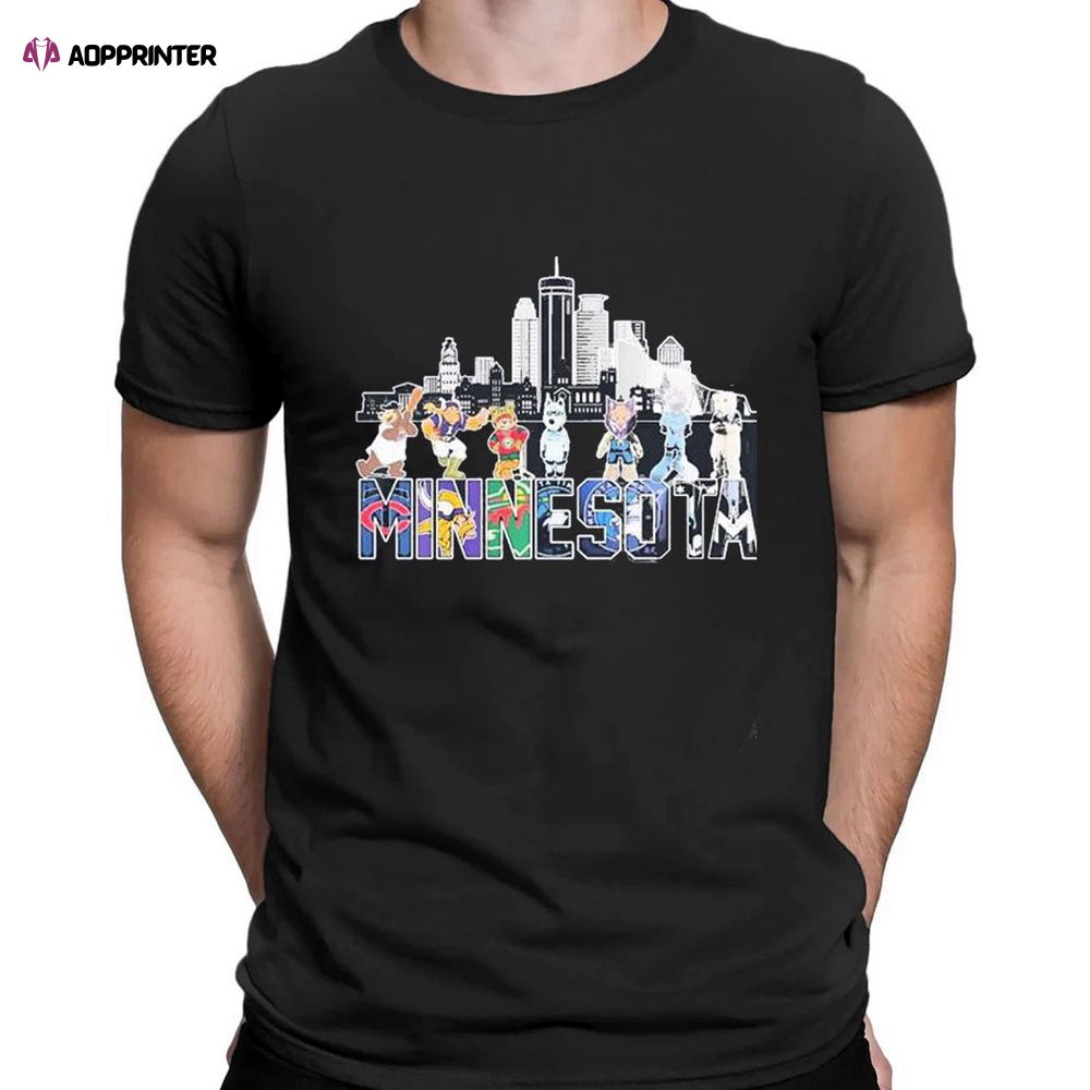 Minnesota Skyline Sports Teams Mascots T-shirt For Fans Minnesota Skyline Sports Teams Mascots T-shirt For Fans