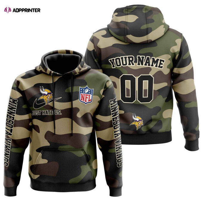 Minnesota Vikings, For Men And Women Personalized Hoodie-Zip Hoodie Camo Style, For Men And Women