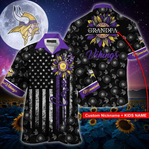 Minnesota Vikings NFL-Hawaii Shirt Sunflower Custom Your Nickname,Kids Name For Men Women