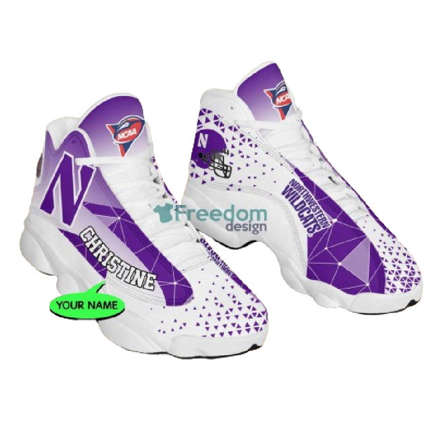 NCAA Northwestern Wildcats Custom Name Triangle Pattern Air Jordan 13 Shoes, Best Gift For Men And Women NCAA Northwestern Wildcats Custom Name Triangle Pattern Air Jordan 13 Shoes, Best Gift For Men And Women