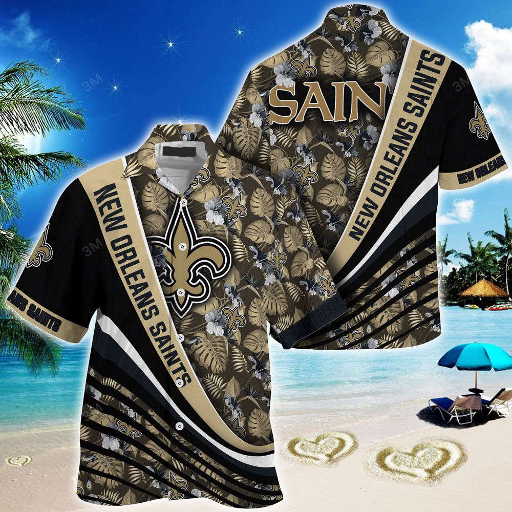 New Orleans Saints NFL-Summer Hawaii Shirt With Tropical Flower Pattern For Fans New Orleans Saints NFL-Summer Hawaii Shirt With Tropical Flower Pattern For Fans