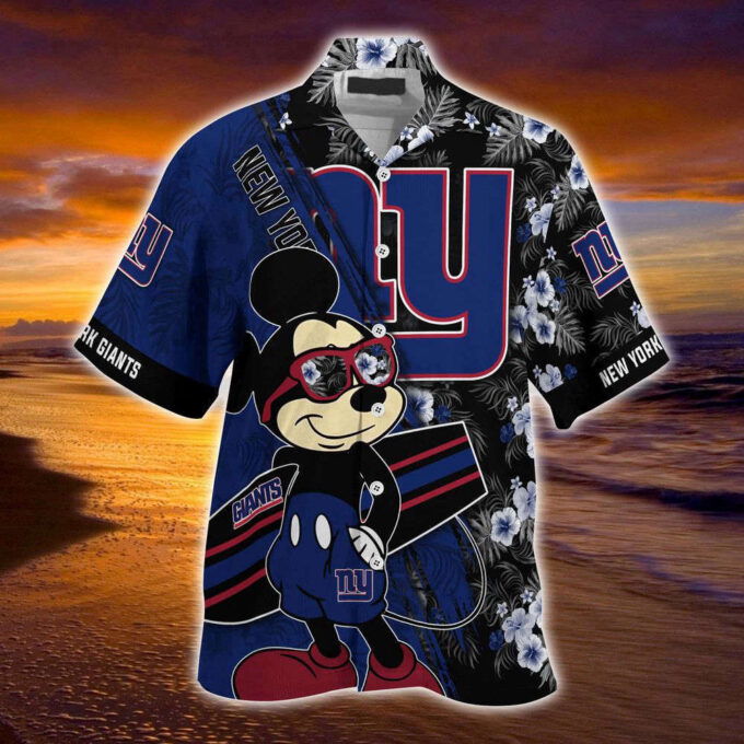 New York Giants NFL-Summer Hawaii Shirt Mickey And Floral Pattern For Sports Fans