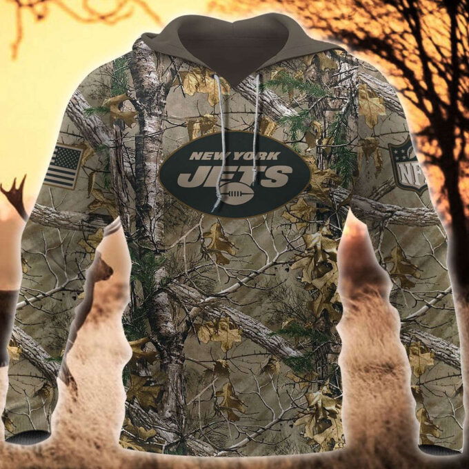 New York Jets Hoodie, Gift For Men And Women, Zipper Sweatshirt  Hunting Camo