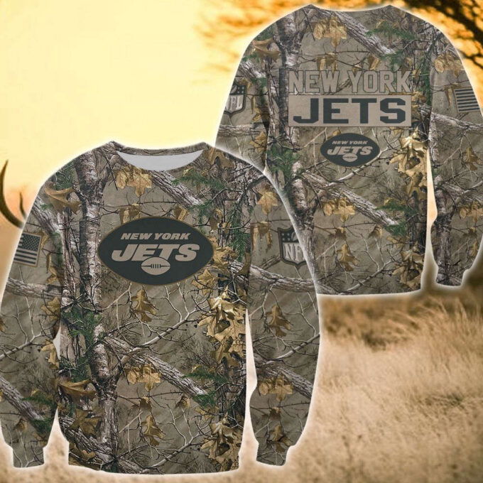 New York Jets Hoodie, Gift For Men And Women, Zipper Sweatshirt  Hunting Camo