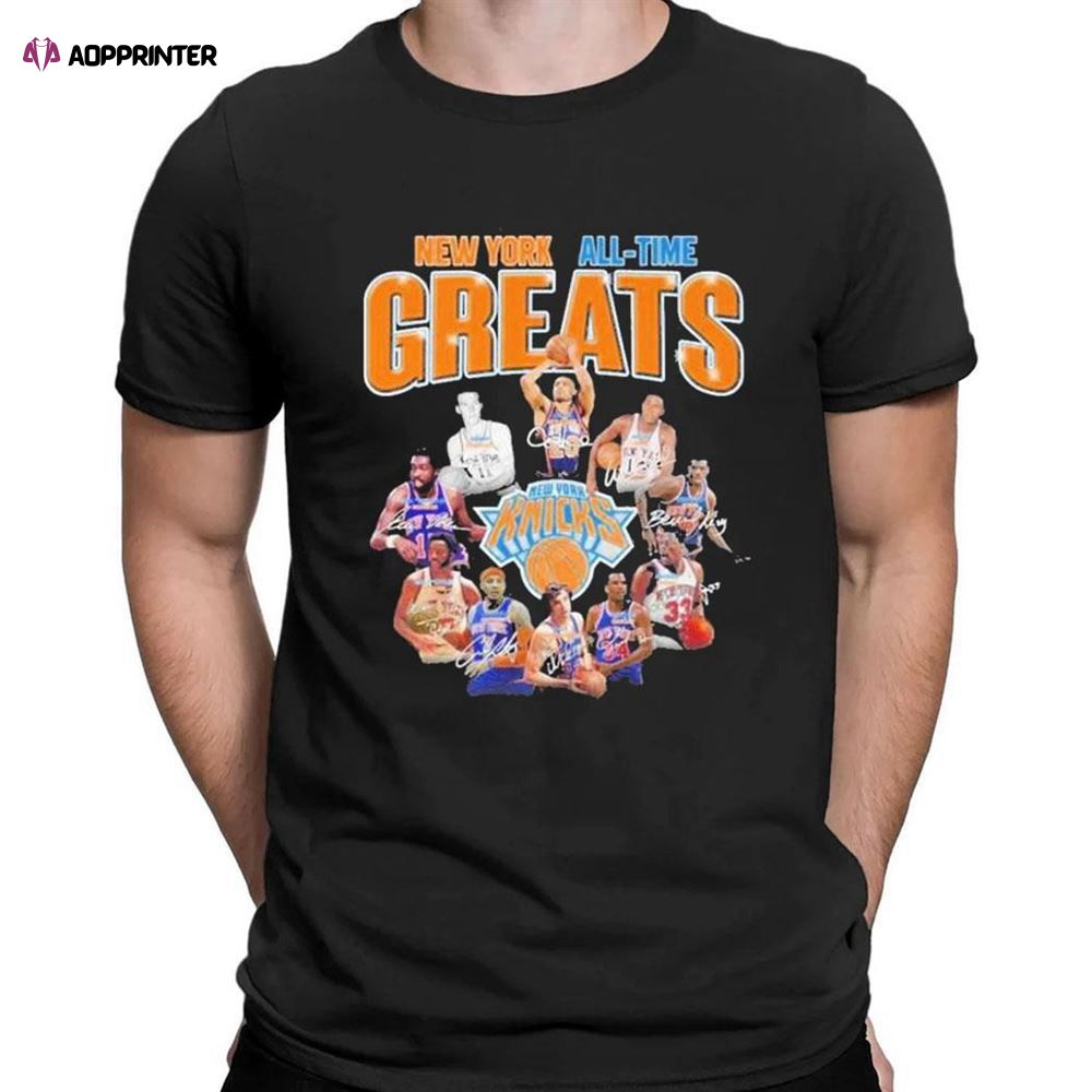 New York Knicks All Time Greats Team Signatures T-shirt For Men Women New York Knicks All Time Greats Team Signatures T-shirt For Men Women