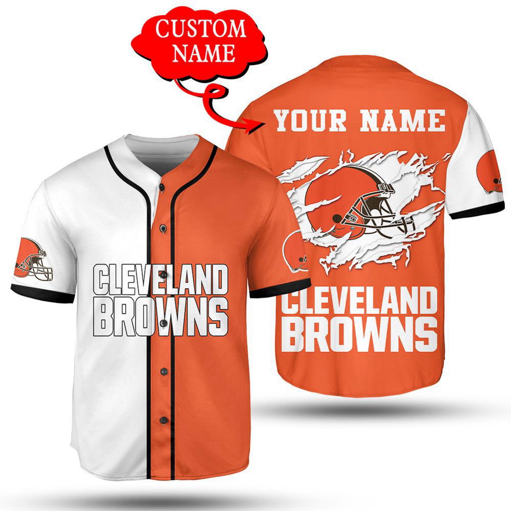 NFL Cleveland Browns Custom Name Orange White Baseball Jersey Unisex Shirt, Gift For Men And Women NFL Cleveland Browns Custom Name Orange White Baseball Jersey Unisex Shirt, Gift For Men And Women