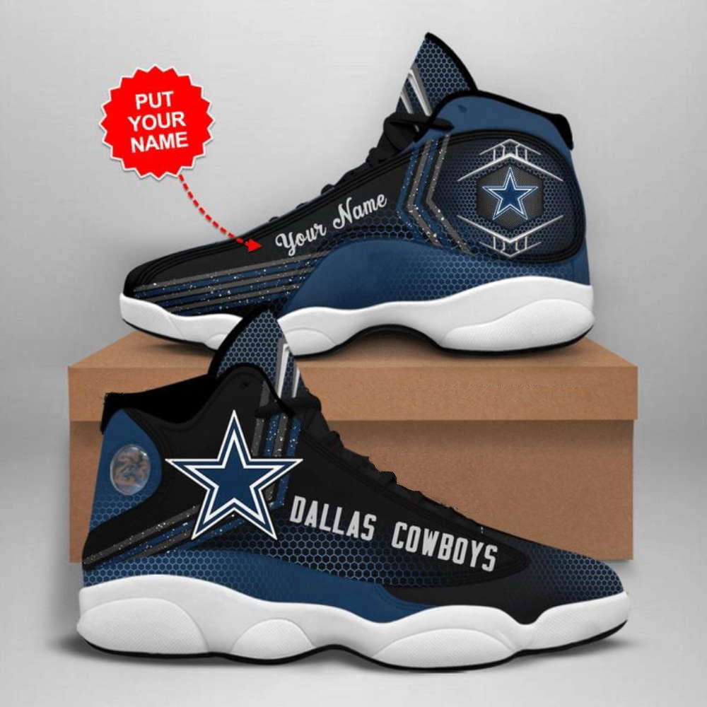 NFL Dallas Cowboys Custom Name Special Hexa Logo Air Jordan 13 Sneakers, Gift For Men And Women NFL Dallas Cowboys Custom Name Special Hexa Logo Air Jordan 13 Sneakers, Gift For Men And Women