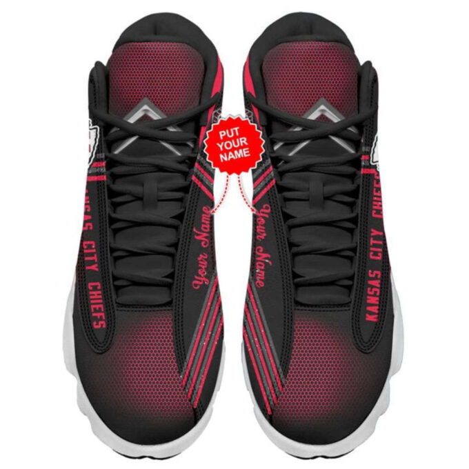 NFL Kansas City Chiefs Custom Name Red Black Air Jordan 13 Shoes For Men Women
