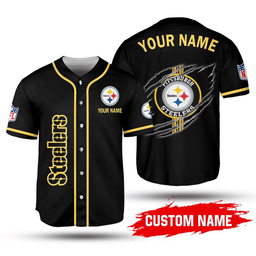 NFL Pittsburgh Steelers Custom Name Black Edition Baseball Jersey Unisex Shirt, Gift For Men And Women NFL Pittsburgh Steelers Custom Name Black Edition Baseball Jersey Unisex Shirt, Gift For Men And Women