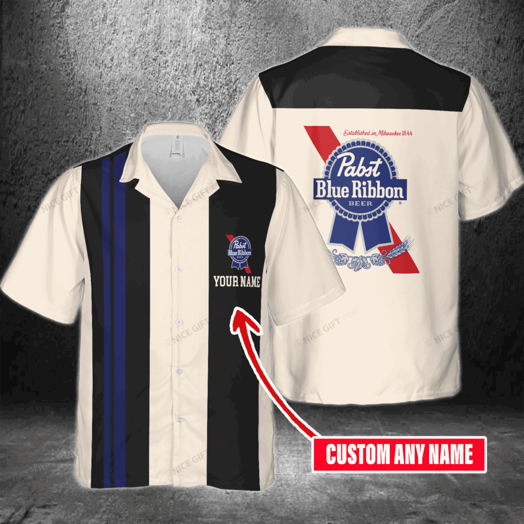 Pabst Blue Ribbon Custom Name Hawaiian Shirt For Men And Women Pabst Blue Ribbon Custom Name Hawaiian Shirt For Men And Women