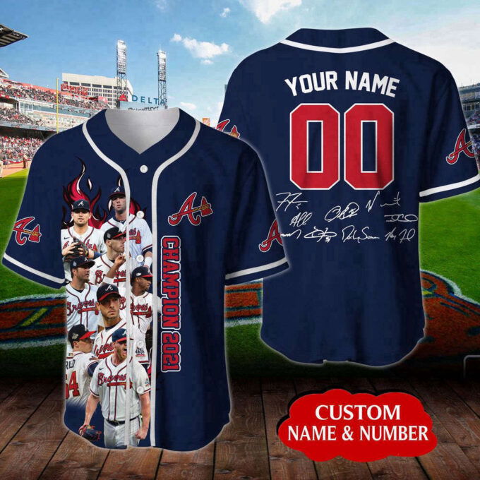 Personalized Atlanta Braves Signatures All Over Print 3D Baseball Jersey For Men Women