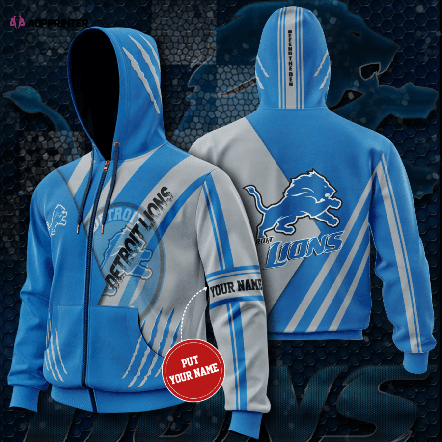 Personalized Detroit Lions Zip-Up Hoodie, For Men And Women Personalized Detroit Lions Zip-Up Hoodie, For Men And Women