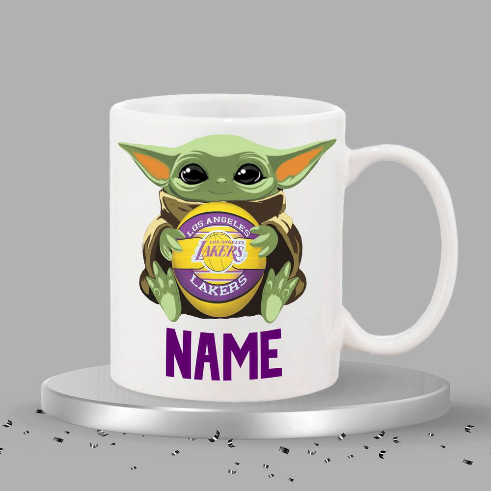Personalized Grogu AKA, (Baby Yoda) Lakers Theme Mug Personalized Grogu AKA, (Baby Yoda) Lakers Theme Mug