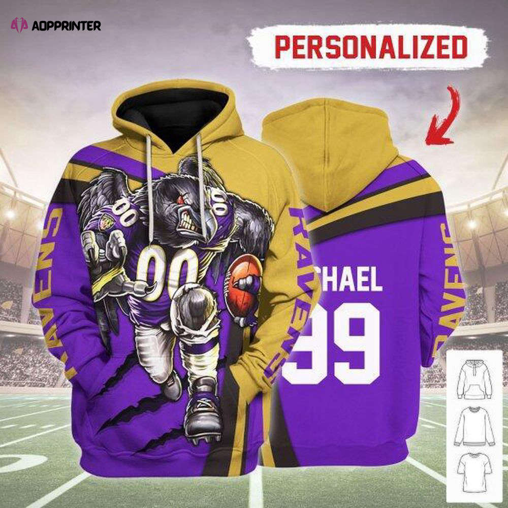 Personalized Unisex Tracksuit Hoodies Baltimore Ravens Football Team 3D Apparel Personalized Unisex Tracksuit Hoodies Baltimore Ravens Football Team 3D Apparel