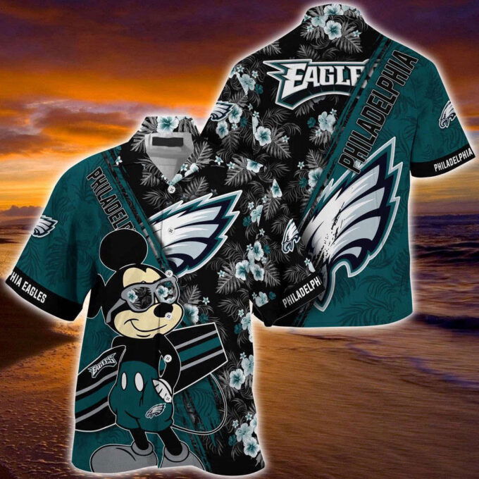 Philadelphia Eagles NFL-Summer Hawaii Shirt Mickey And Floral Pattern For Sports Fans