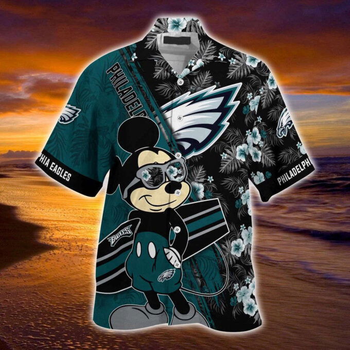 Philadelphia Eagles NFL-Summer Hawaii Shirt Mickey And Floral Pattern For Sports Fans