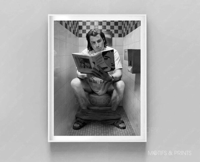 Pulp Fiction Poster Toilet Scene John Travolta In ‘Pulp Fiction’ Poster – For Home Decor