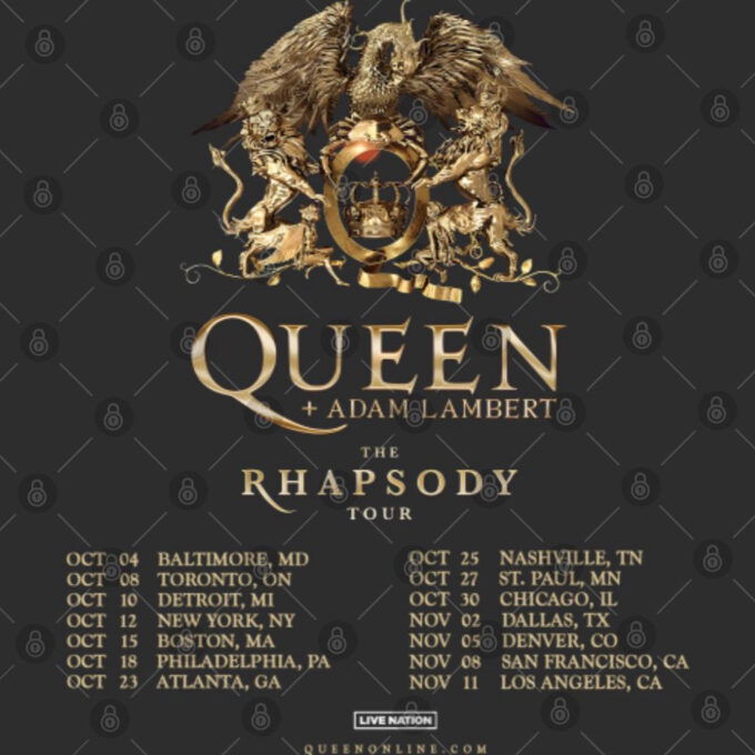 Queen And Adam Lambert The Rhapsody US Tour With Date 2023 T-Shirt