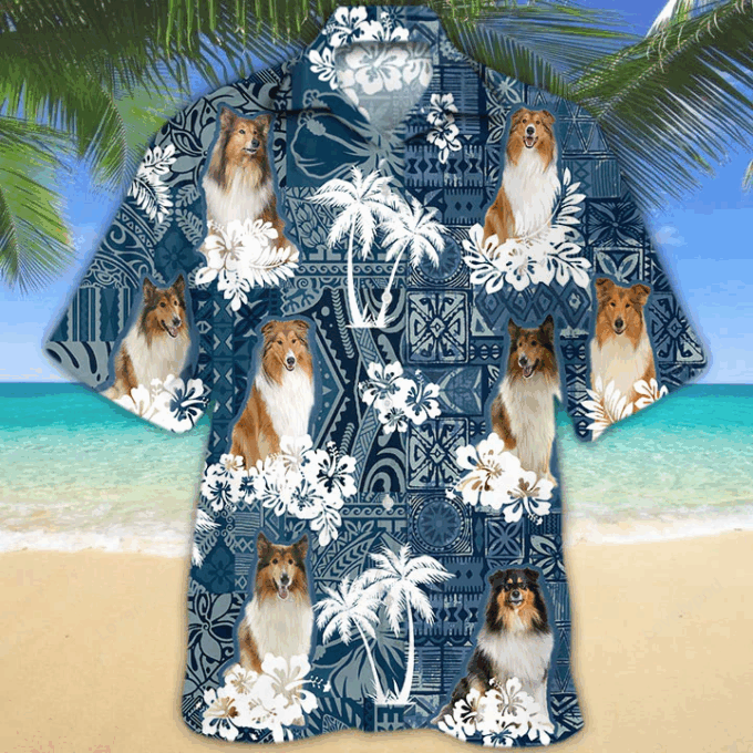 Rough Collie Hawaiian Shirt, Hawaiian Shirt Vintage Floral Dog, Gift For Men Women