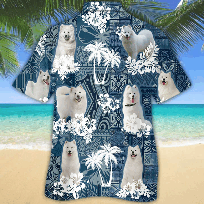 Samoyed Hawaiian Shirt, Hawaiian Shirt Vintage Floral Dog, Gift For Men Women