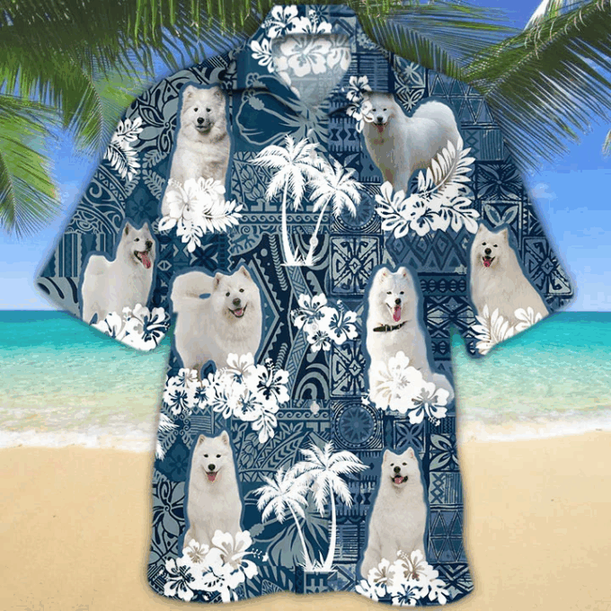 Samoyed Hawaiian Shirt, Hawaiian Shirt Vintage Floral Dog, Gift For Men Women
