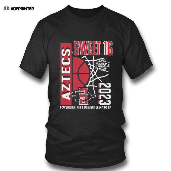 San Diego State Aztecs 2023 Ncaa Mens Basketball Tournament March Madness Sweet 16 T-shirt For Fans