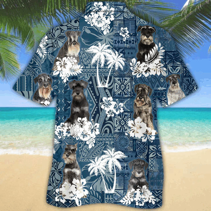 Schnauzer Hawaiian Shirt, Hawaii Shirt vintage Floral Dog, For Men And Women