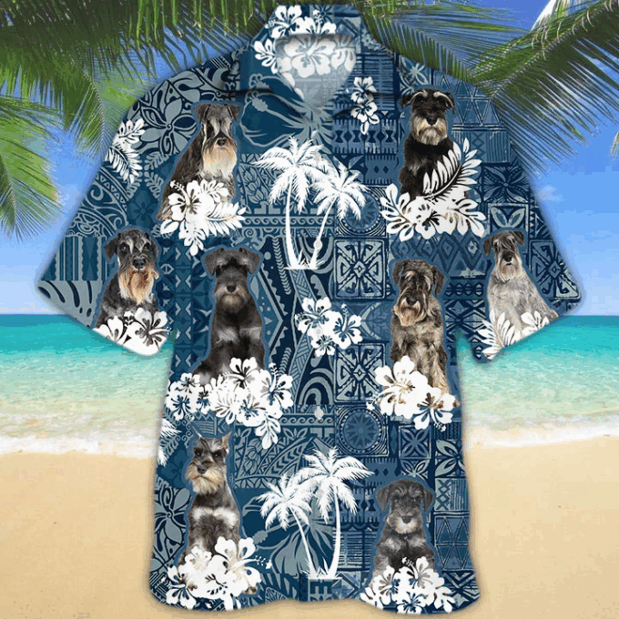 Schnauzer Hawaiian Shirt, Hawaii Shirt vintage Floral Dog, For Men And Women
