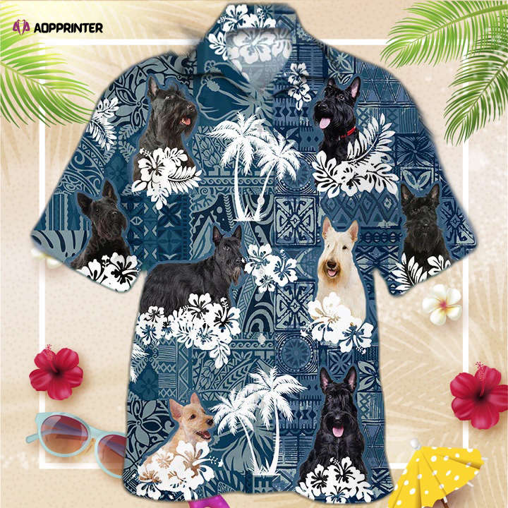 Scottish Terrier Hawaiian Shirt, Gift For Men Women, Flowers Aloha Shirt For Dog Lovers Scottish Terrier Hawaiian Shirt, Gift For Men Women, Flowers Aloha Shirt For Dog Lovers