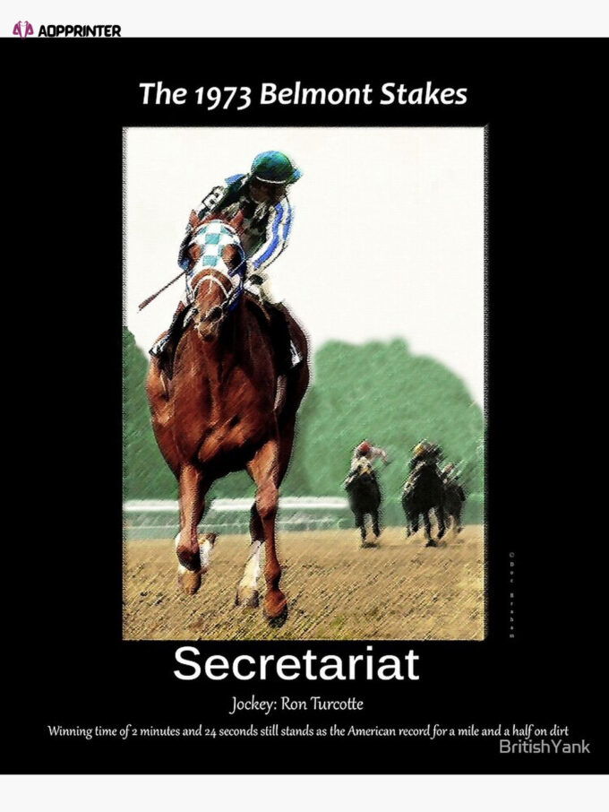 Secretariat Winning the 1973 Belmont Stakes Premium Matte Vertical Poster, For Home Decoration