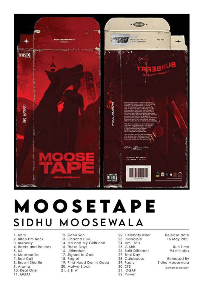 Sidhu Moosewala Moosetape Album Poster – Gift For Home Decoration