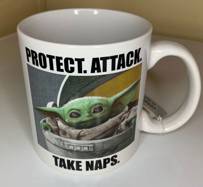 Star Wars Coffee Mug Cup Baby Yoda Grogu Protect Attack Take Naps Ceramic
