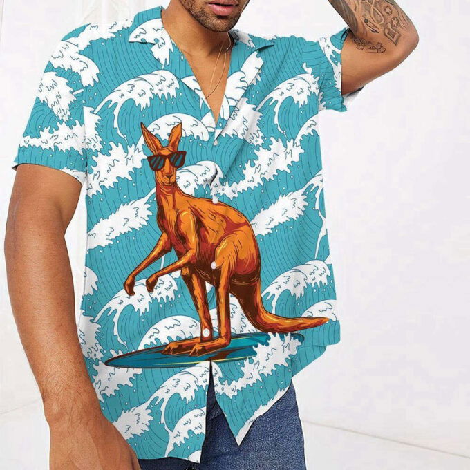 Surfing Kangaroo Custom Hawaiian Shirt, Gift For Men And Women