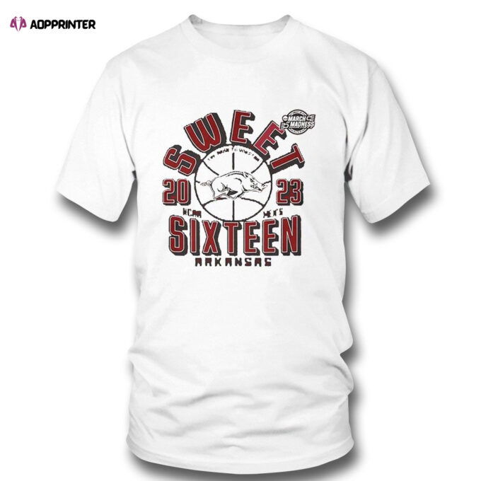 Sweet Sixteen 2023 Arkansas Razorbacks Ncaa Mens Basketball T-shirt For Fans