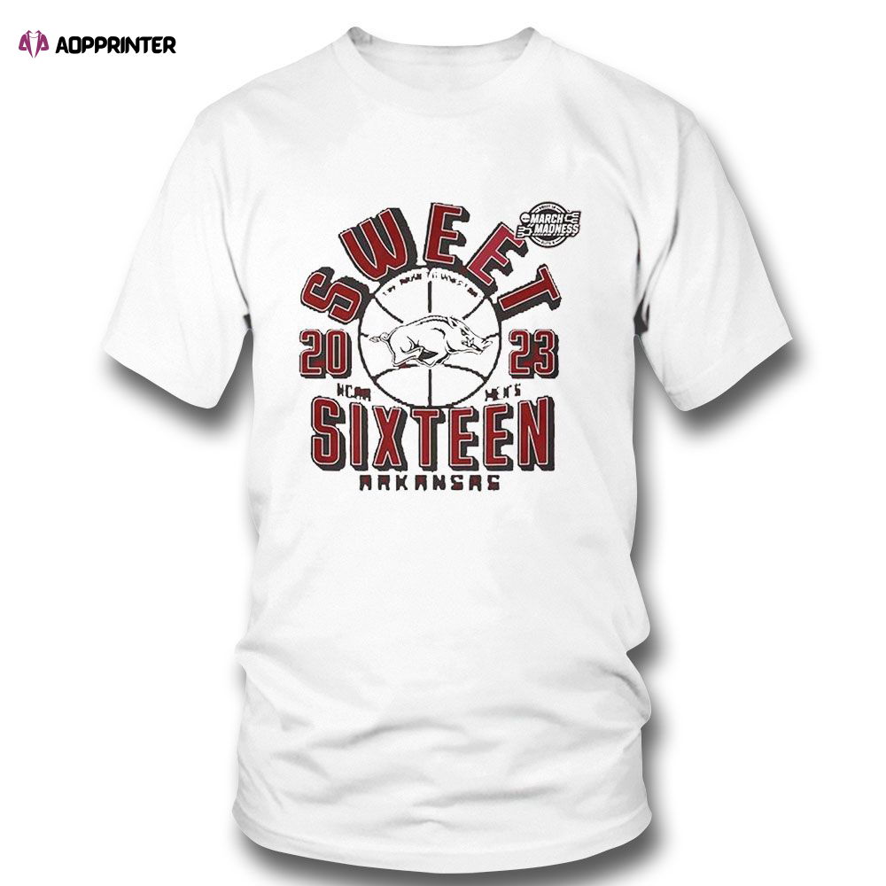 Sweet Sixteen 2023 Arkansas Razorbacks Ncaa Mens Basketball T-shirt For Fans Sweet Sixteen 2023 Arkansas Razorbacks Ncaa Mens Basketball T-shirt For Fans