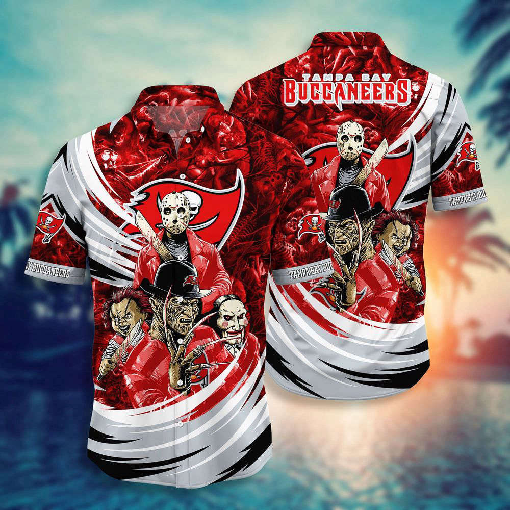 Tampa Bay Buccaneers NFL Halloween Horror Movies Hawaiian Shirts For Men And Women Tampa Bay Buccaneers NFL Halloween Horror Movies Hawaiian Shirts For Men And Women