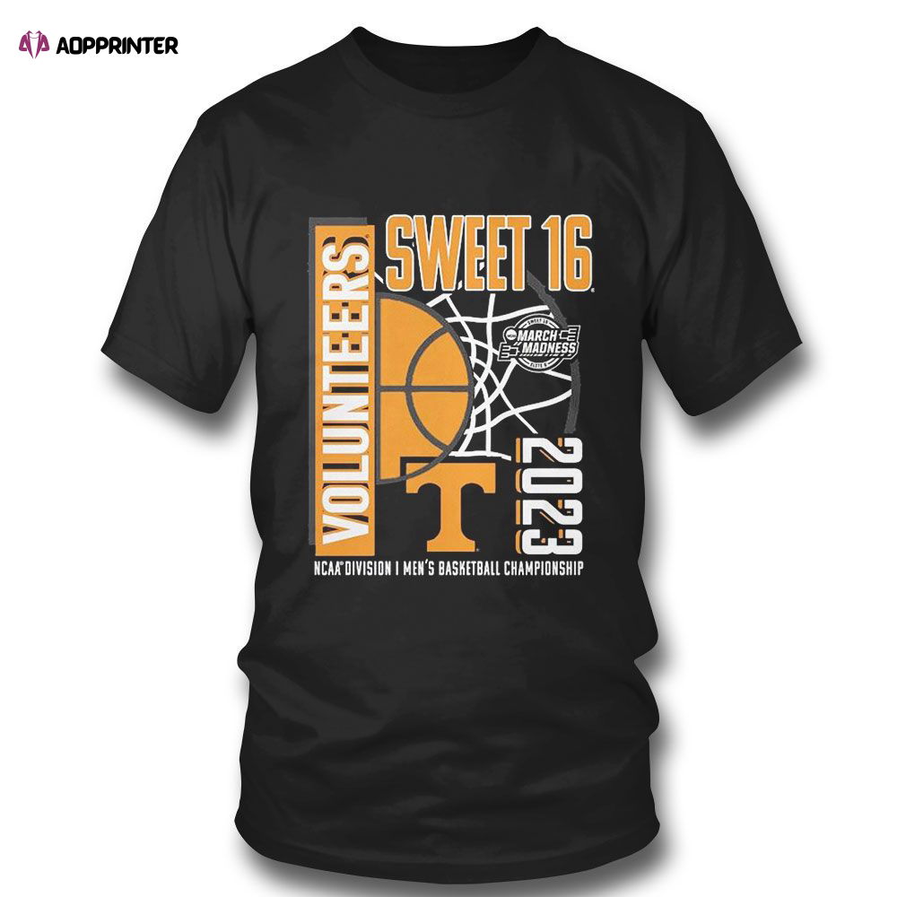 Tennessee Volunteers 2023 Ncaa Mens Basketball Tournament March Madness Sweet 16 T-shirt For Fans Tennessee Volunteers 2023 Ncaa Mens Basketball Tournament March Madness Sweet 16 T-shirt For Fans