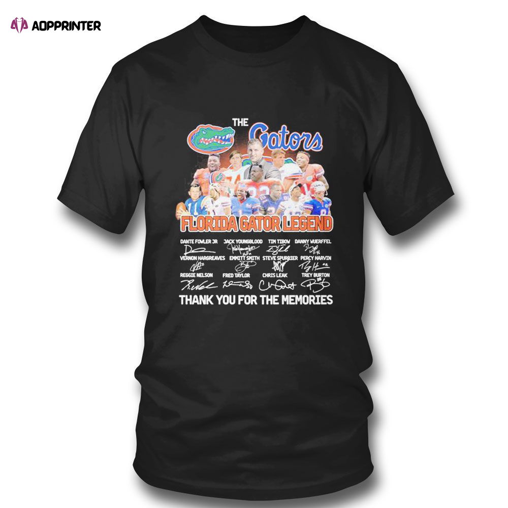 The Gators Florida Gator Legends Teams Thank You For The Memories Signature T-shirt For Fans The Gators Florida Gator Legends Teams Thank You For The Memories Signature T-shirt For Fans