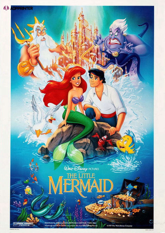 The Little Mermaid, The Little Mermaid Print, Disney The Little Mermaid Vintage Poster For Home Decor