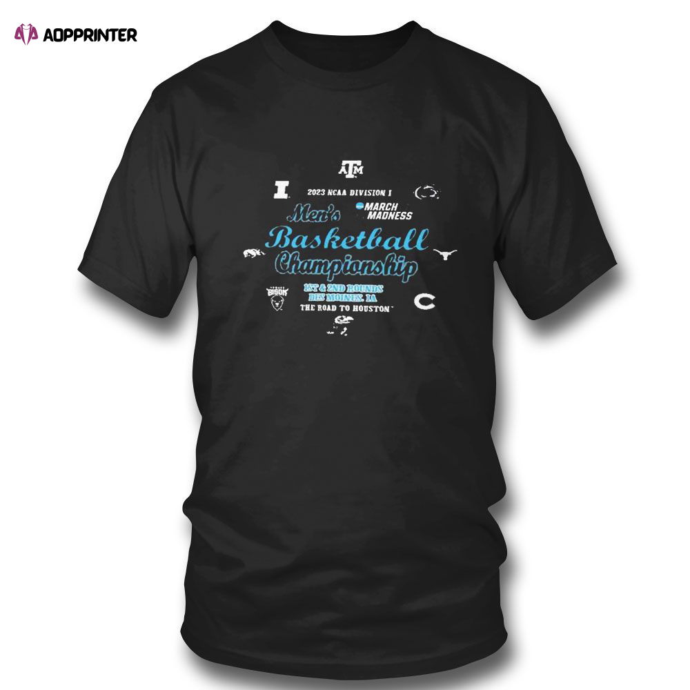 Top Des Moines 2023 Ncaa Division I Mens Basketball 1st 2nd Rounds T-shirt For Fans Top Des Moines 2023 Ncaa Division I Mens Basketball 1st 2nd Rounds T-shirt For Fans