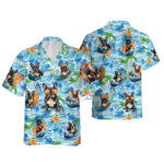 Tropical Flowers Bulldog Hawaiian Shirt, Gift For Men And Women