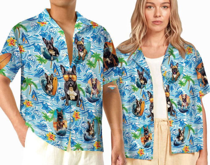 Tropical Flowers Bulldog Hawaiian Shirt, Gift For Men And Women