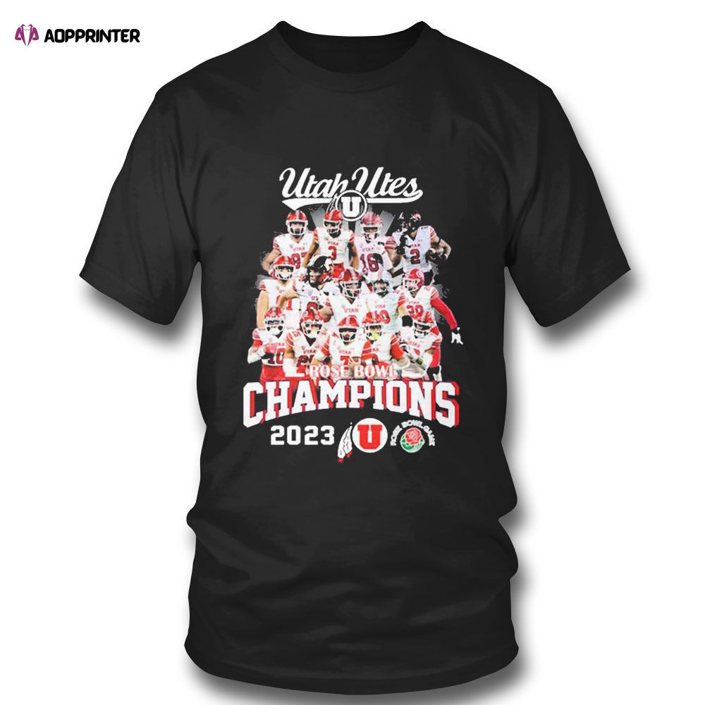 Utah Utes Rose Bowl Champions 2023 Team T-shirt For Fans Utah Utes Rose Bowl Champions 2023 Team T-shirt For Fans