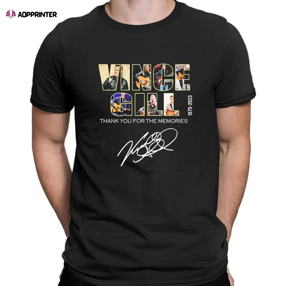 Vince Gill 1975 2023 Thank You For The Memories Signatures T-shirt For Fans Vince Gill 1975 2023 Thank You For The Memories Signatures T-shirt For Fans