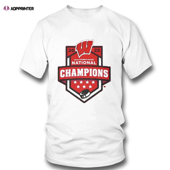 Wisconsin Badgers Blue 842023 Ncaa Frozen Four Womens Ice Hockey Tournament National Champions T-shirt For Fans